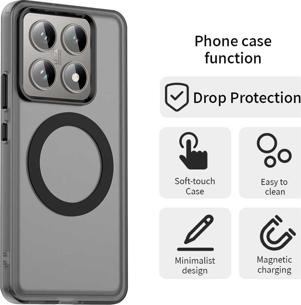 Mobigear Hoesje geschikt voor Xiaomi 14T MagSafe Telefoonhoesje Hardcase | Mobigear Shockproof Backcover | Geschikt voor MagSafe | Geschikt voor Draadloos Opladen met Magnetische Ring | Geschikt voor MagSafe Case - Zwart