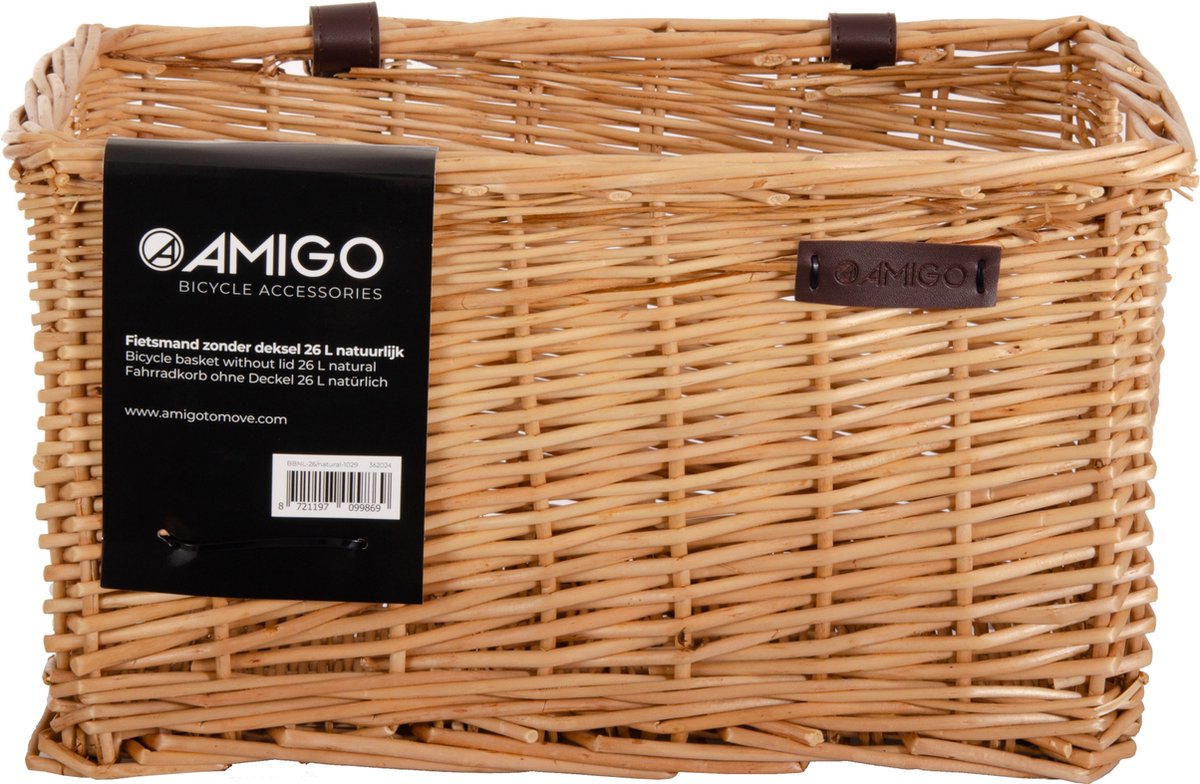 Bicycle Gear Rieten Fietsmand Voor - Rotan Fietsmand Stuur 30L Bakkersmand 45 X 30 X 25 Cm Fietsaccessoires Volwassenen Fietsmandje Voor Oma Fiets Stadsfiets Of Transportfiets Fietskrat Bruin