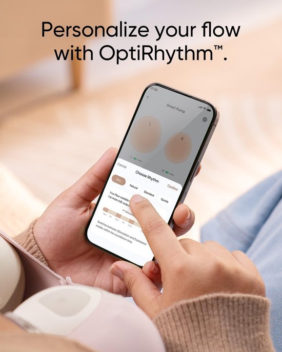 Eufy Draagbare Borstkolf Breast Pump E10, Handsfree Elektrische Borstkolf met App-bediening, Gepersonaliseerd Slim Ritme, Ziekenhuiskwaliteit Zuigkracht voor Meer Melk, Draagbaar, 17mm - 24mm Borstschilden, Lekvrij & Ultra-Stil van eufy — afbeelding 4