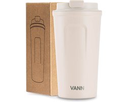 VANN® RVS thermosbeker / koffiebeker to go 500 ML – Koffiebekers to go – Starbucks Grande formaat – 3U warm/6U koud + 25 Recepten - Pastel