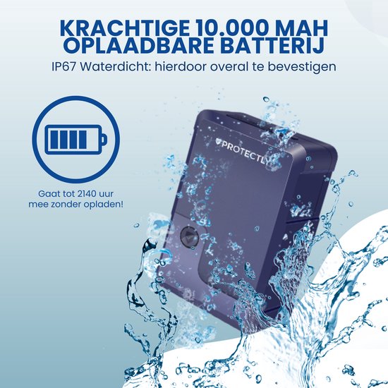 Protectly® GPS Tracker Extreme met Sim - Tracker - GPS Trackers – Volgsysteem - 150 landen - Slimme Sensoren - IP67 Waterdicht - 10 Jaar Full Service SIM - Geen abonnementskosten - Geschikt voor iOS & Android