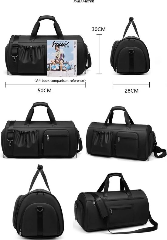 Sac de voyage étanche Botec de haute qualité - sac de sport - sac à dos étanche - avec compartiments séparateurs - en polyester résistant - capacité jusqu'à 55 L