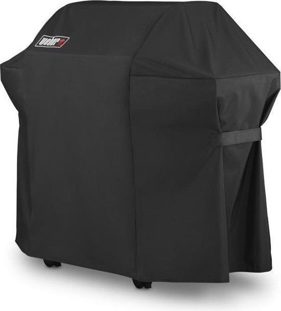 Zwarte Weber grillhoes met handvatten.