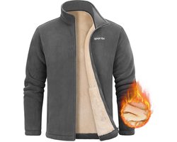Fleecejack voor heren, volledige ritssluiting, gebreid vest met fleece binnenzijde, opstaande kraag, warm sweatshirt, outdoor, wandelen, trekking