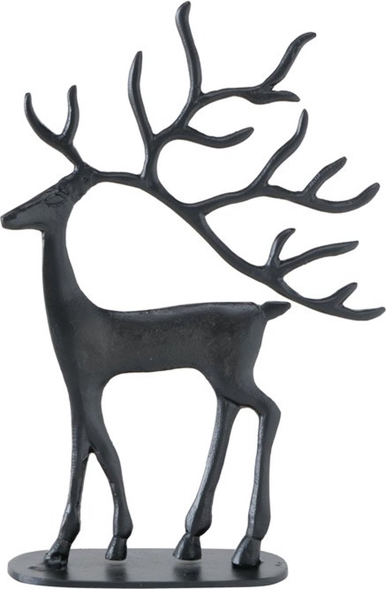 Boltze - Beeld - Sculptuur - Hert - Rendier - Trollah - Zwart - Kerst - 26x39cm