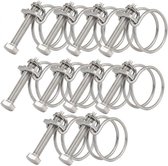 10 stuks - Slangklemmen - Draadslangklem - slangklem - 36 - 42 mm - Draaddiameter van 2 mm - RVS - zilver - verstelbaar - tegen roesten - voor waterleidingen, slangen, rubberen slangen