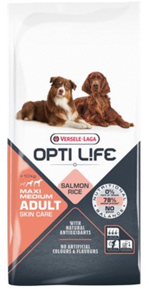 Opti Life Opti Life Adult Skin Care Medium-Maxi - Glutenvrij Hondenvoer - 2.5 kg