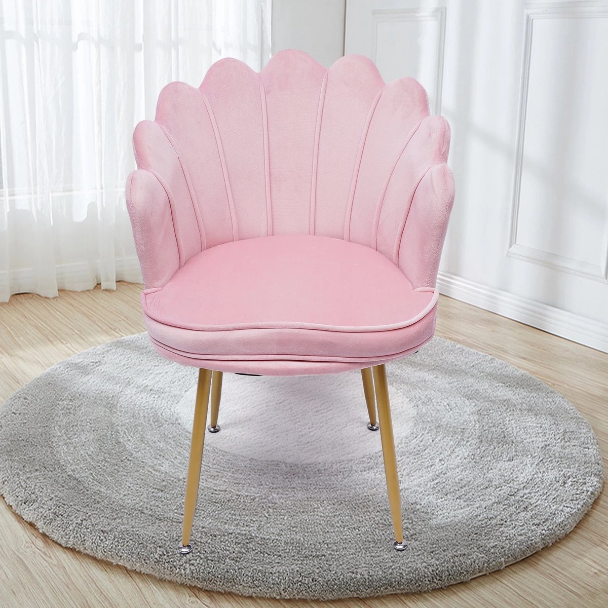 DHN Kaptafel Stoel - Make-Up Stoel Stoel/Dressing Kruk - Roze - Bloemblad Vorm Enkele Stoel