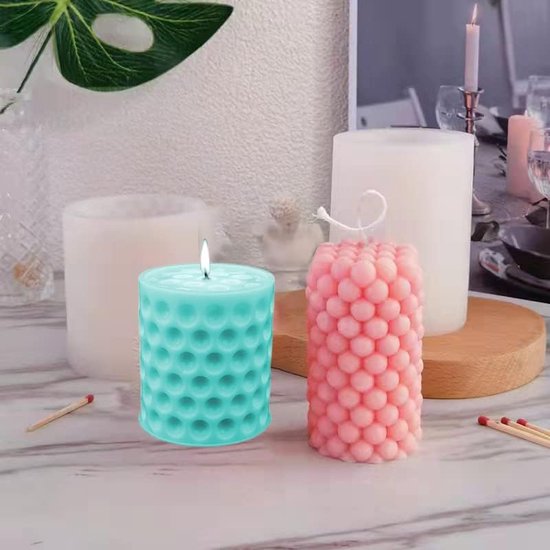 4 stuks - Kaars mal - mallen - kaarsenmal - kaarsen mallen siliconen - siliconen mallen - wit - Cylindrical en Kubus - verschillende vormen - Hobbygereedschap - voor kaarsen en gips maken