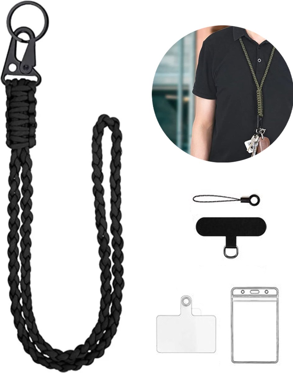Sleutelkoord - Lanyard - Keycords - Sleutelhanger - Badgehouder - Keycord Badgehouder - Heavy Duty Lanyard - Zwart - LOUZIR