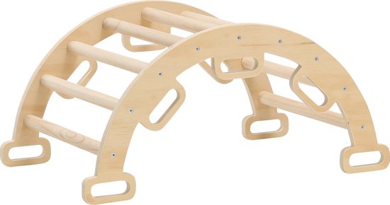 Deryan Luxe Opvouwbare Driehoek met Klimboog en Helling met Klimrek/Glijbaan - Montessori Meubels Houten Speelgym van Deryan — afbeelding 5