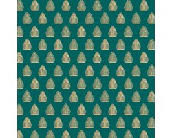 Product afbeelding van Het Inpakhuis - Sinterklaas Cadeaupapier - 70cm x 3m - Rol inpakpapier - Sint Mijter Blue Goud Folie