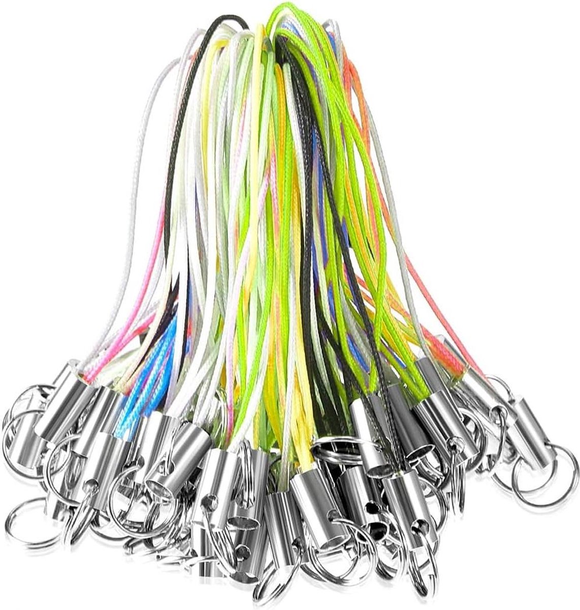 Goedkoopste 100 stuks mobiele telefoonkoorden - eenvoudig en afneembaar - sleutelhangers - met karabijnhaak - telefoonring - strap - bedelkoord