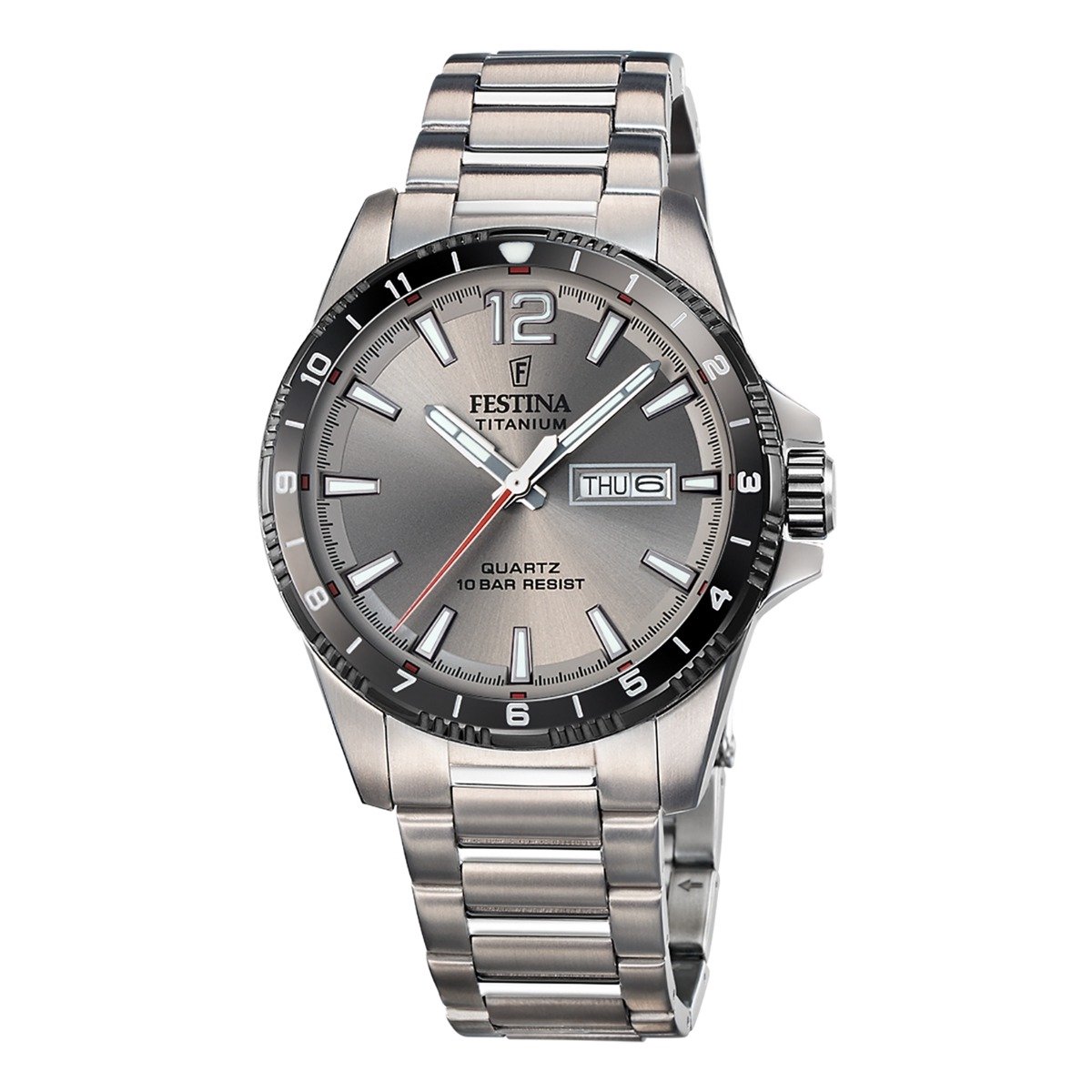 Festina F20698-1 Heren Horloge - Mineraalglas - Titanium-Staal - Zilverkleurig - Ø 43 mm - Quartz - Vouw-Vlindersluiting - 10 ATM (zwemmen)