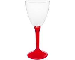 Wijnglas op losse rode voet 180ml herbruikbaar (20 stuks) USE & REUSE