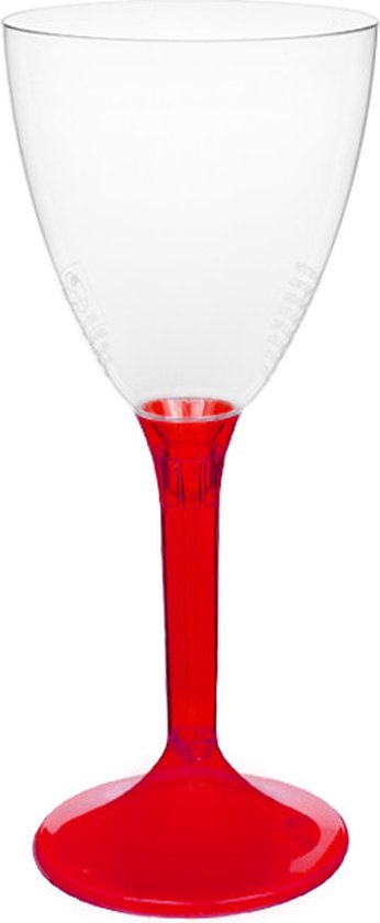 Wijnglas op losse rode voet 180ml herbruikbaar (20 stuks) USE & REUSE