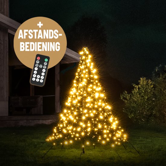 Lumedi 360 – LED Kerstboom Buiten – Incl. Deelbare mast - Vlaggenmast Verlichting - 2 meter - 360 Warm Wit Led Lampjes – Afstandsbediening – Kerstverlichting voor buiten