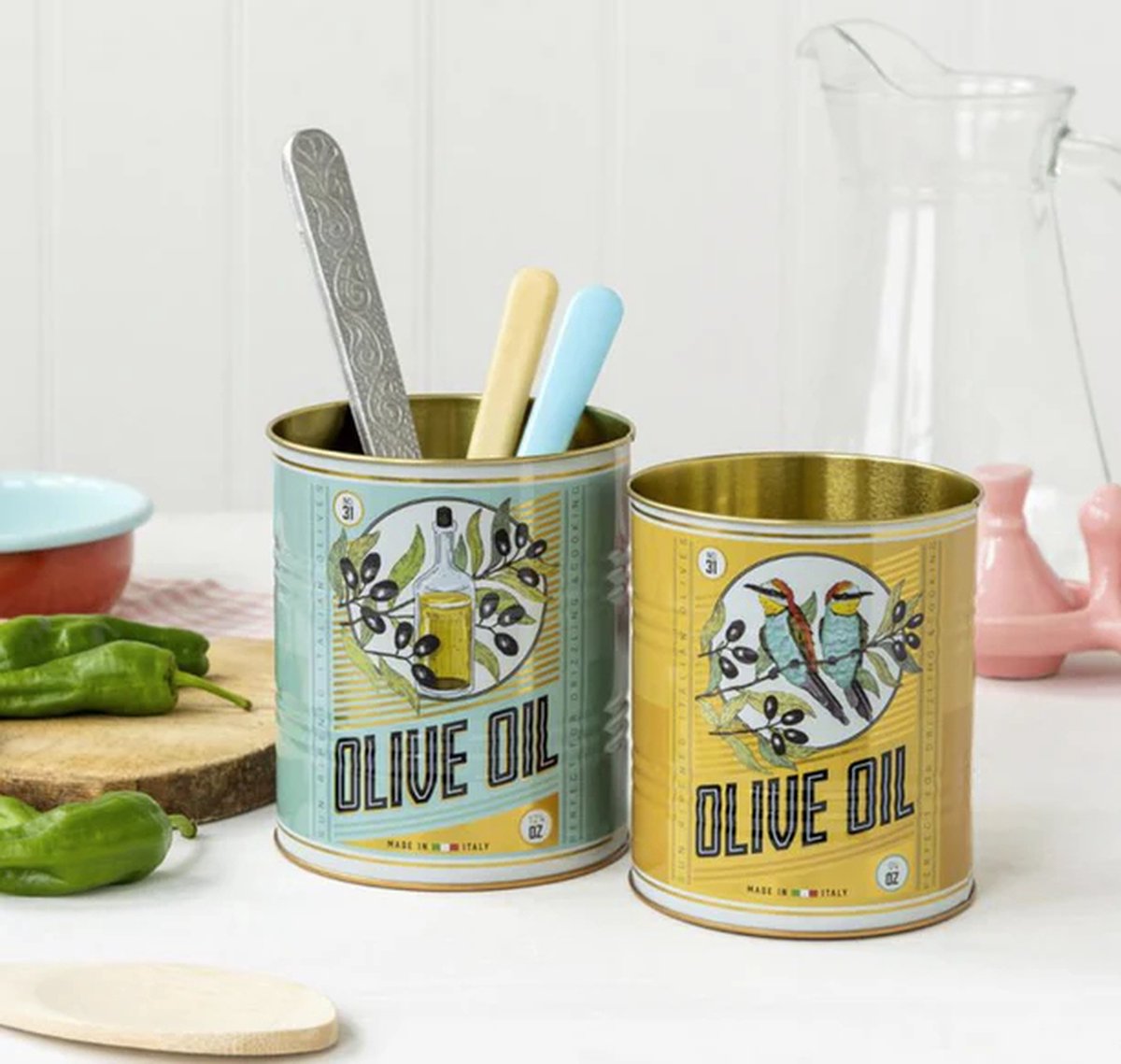 Rex London Voorraad Blikken Set van 2 Olive Oil