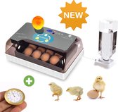 UniEgg™ Slimme broedmachine YZ12 t/m 60 eieren 2.0 (2e generatie) inclusief hygrometer - automatische rolsysteem met geïntegreerd schouwlamp - automatische waterdispenser
