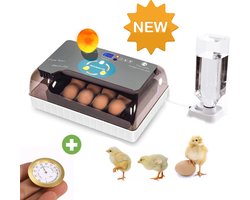 UniEgg™ Slimme broedmachine YZ12 t/m 60 eieren 2.0 (2e generatie) inclusief hygrometer - automatische rolsysteem met geïntegreerd schouwlamp - automatische waterdispenser