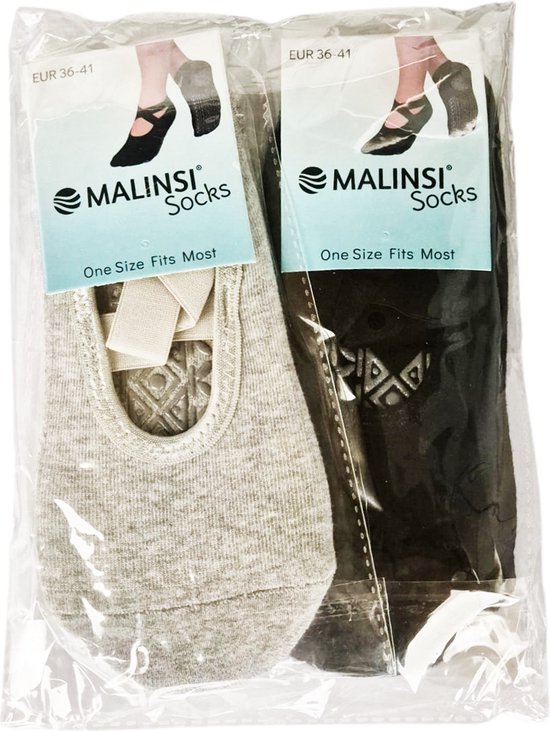 Malinsi® 2-Pack Chaussettes de Yoga Antidérapantes Femme - Chaussettes de yoga Pilates - Chaussettes Pilates Ballerine - Ballerines
