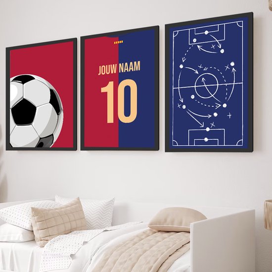 Set d'affiches de Voetbal 3-Liège Barcelona - Collection Close up - Posters personnalisées avec votre nom et votre numéro - 30 x 40 cm