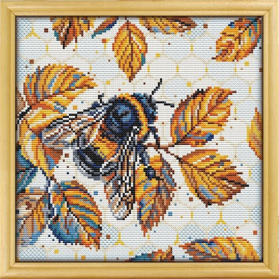 Borduurpakket Awesome Pattern Studio - Bumblebee on the Leaves - Bij op Blaadjes - Geschikt voor beginners/inclusief Nederlandse gebruiksaanwijzing