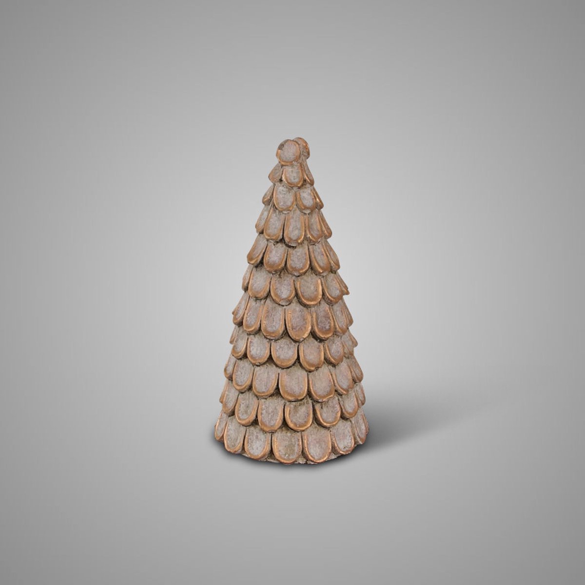 Keramische kerstboom met juweeldecoratie, middelgroot formaat, diameter 10 cm, hoogte 20 cm. Blauw en wit.