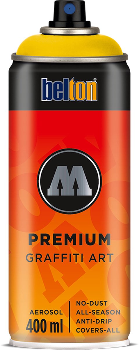 Molotow Belton Premium Signaal Geel - 400ml spuitverf met halfglans afwerking