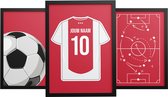3-Liège Voetbal Poster Set Amsterdam - Posters personnalisés avec votre propre nom et numéro - 30 x 40 cm