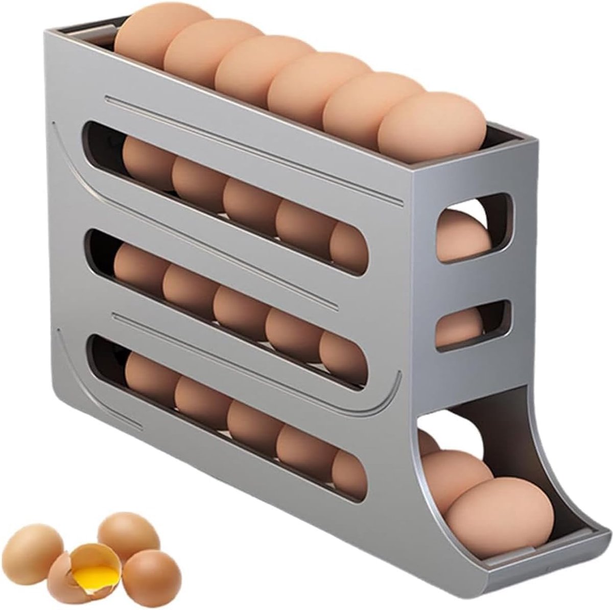 Goodivery ® Eieropslagsysteem met Automatische Rolfunctie voor Optimaal Koelkastgebruik