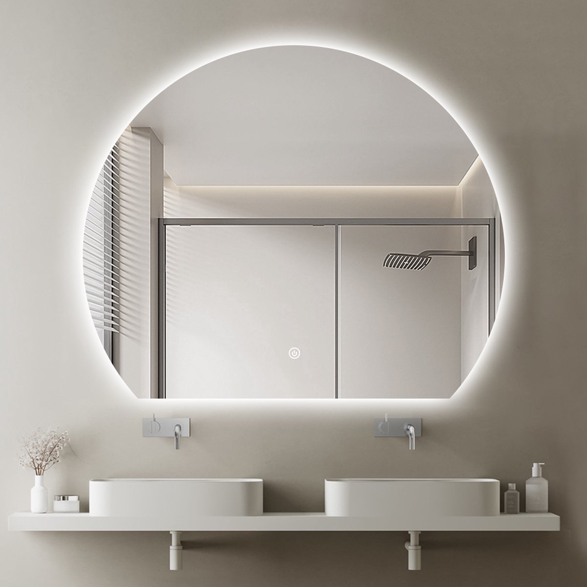 FENOMÉ Lisa ronde spiegel 100cm met LED verlichting incl. spiegelverwarming en touch schakelaar