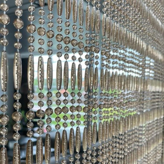 Navaris deurgordijn van kralen - Bamboe gordijn - Decoratief kralengordijn - Gordijnen met diamantpatroon - 90 x 200 cm