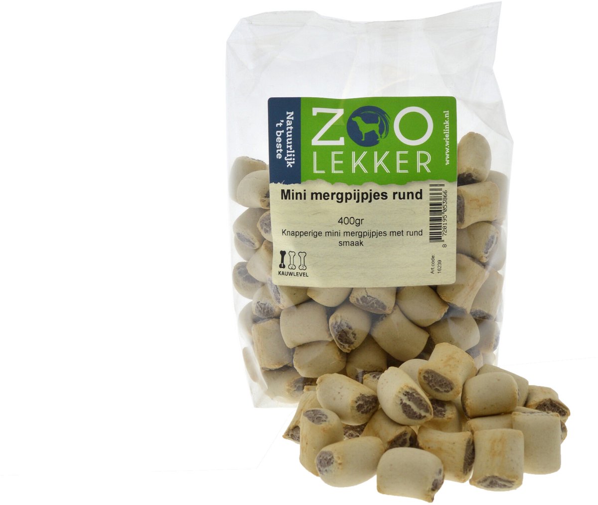Zoolekker Mini Mergpijpjes - hondenkoekjes - Rund 400 gram