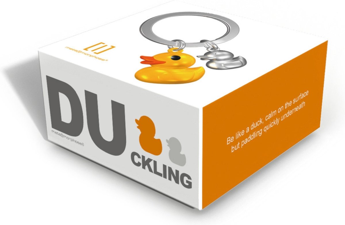 Metalmorphose sleutelhanger gele eend Duckling