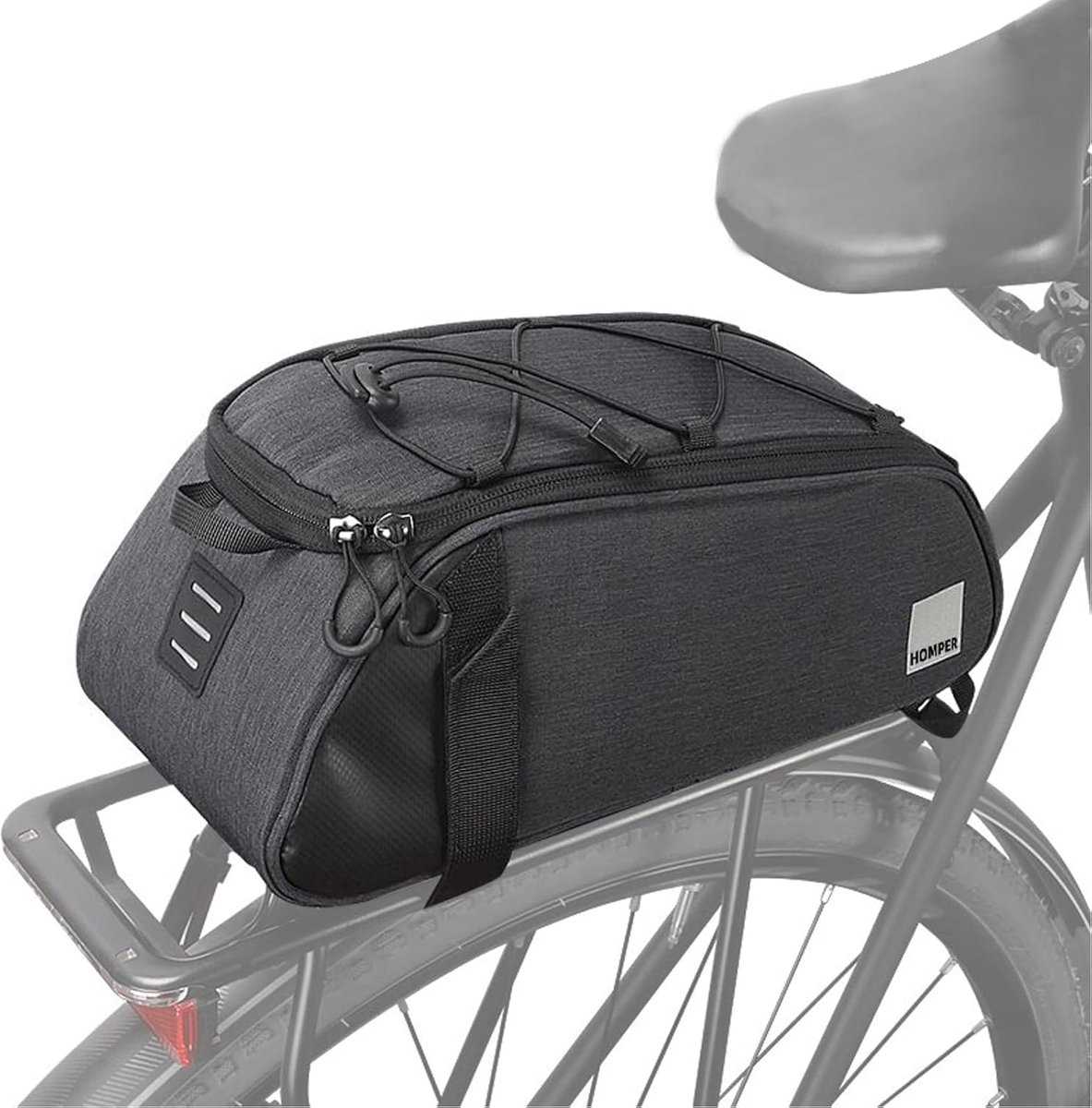 fietstas + bagagedrager - fietstas - zwart - 33L x 14B x 12,5H centimeter - 7L
