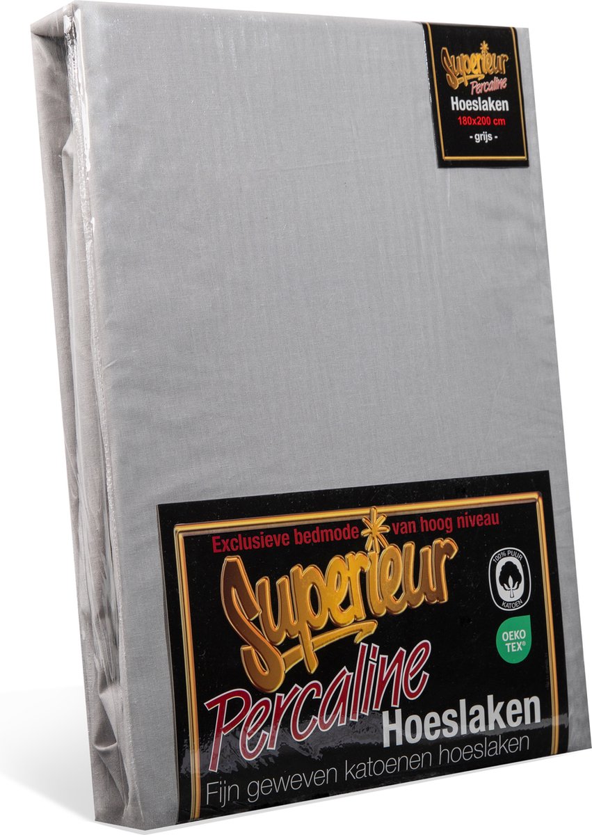 Superieur Hoeslaken - 120x200 cm - Grijs - 100% katoen