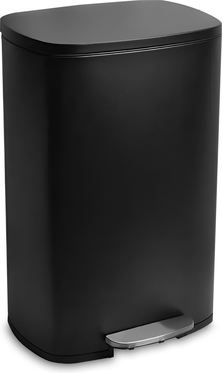 Goedkoopste Bayt Prullenbak - Pedaalemmer 50 Liter -Prullenbak 50 Liter - Vuilnisbak 50 Liter - Prullenbak Afvalscheiding - Afvalbak- RVS - Zwart