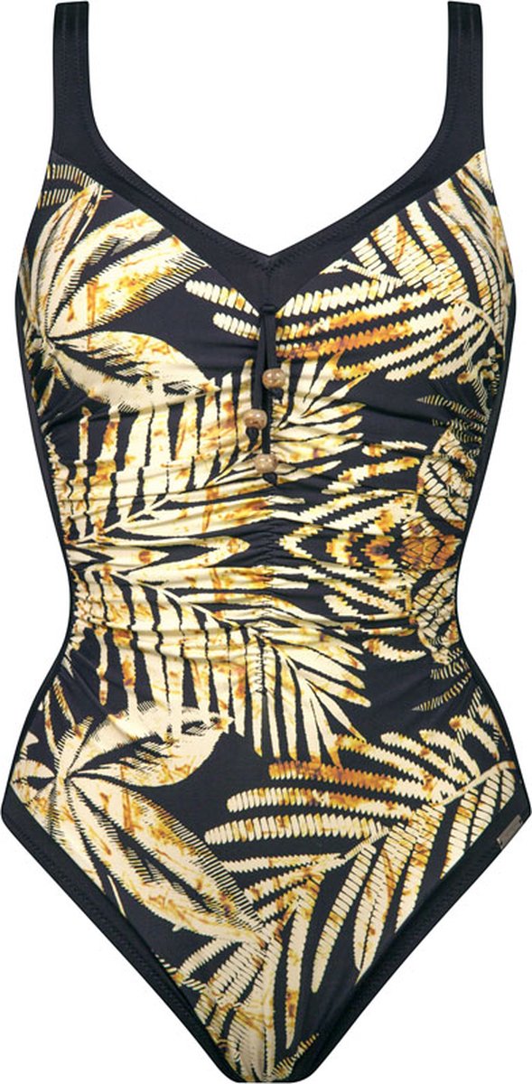 Charmline Seductive Leaves Badpak Black-Ivory Zwart 44 C