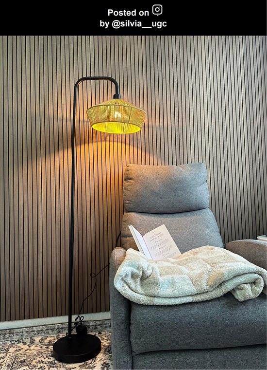 Lucide YUNKAI - Vloerlamp - Ø 40 cm - 1xE27 - Naturel - Japandi