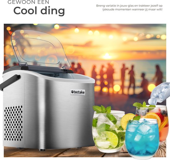 tectake® IJsblokjesmachine Arctic - 1,2L - 2 IJsblokjes Formaten - IJsmachine - Ice cube maker - IJsblokjesmaker met IJsschep - Zilver — afbeelding 3