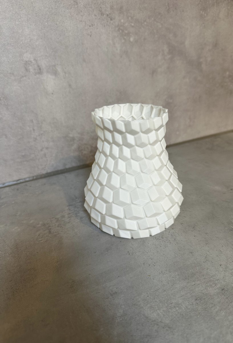 Studio Vaseo Dimensa - Luxe Vaas - Wit - Gemaakt in Nederland - Huisdecoratie - Home styling - 3D Geprint - Gemaakt van PLA - huisdecoratie - vaas - moderne vaas - C3.2