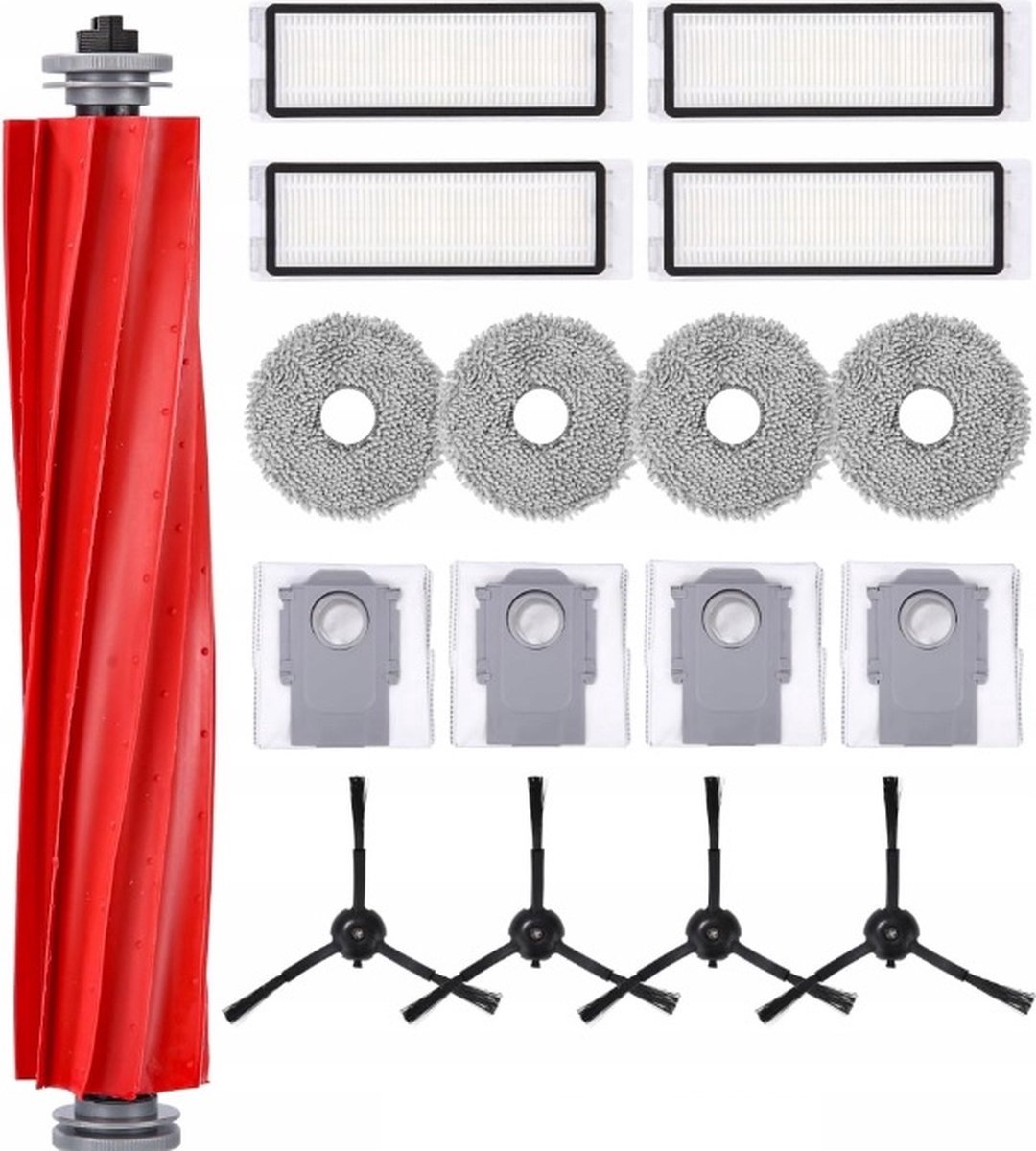 GROOT KIT met onderdelen compatibel met Roborock Q Revo - filters borstels zakken - Hoogwaardige vervanging voor: Roborock: Q Revo - 17 onderdelen - hier is alles! Accessoires voor Roborock Q Revo reserveonderdelen