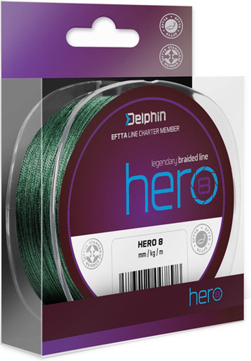 Gevlochten lijn - Delphin - Hero - 8 Braid - groen - 117 meter - 0.14mm - 9.5kg - Vislijn