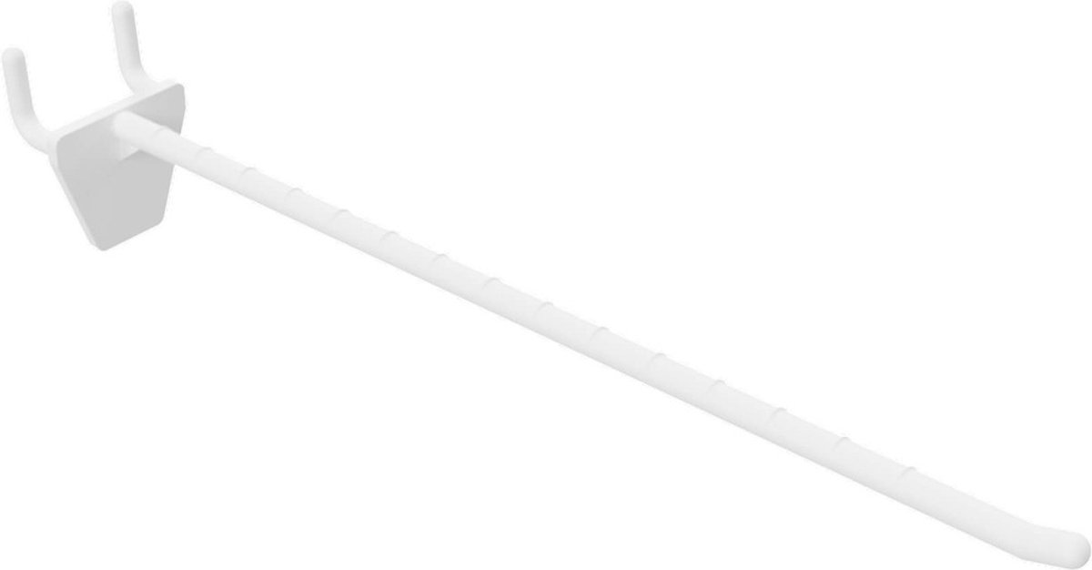 Perfowand Blisterhaak - 20 cm - Enkel - Wit - Kunststof Gaatjeswand Displayhaak