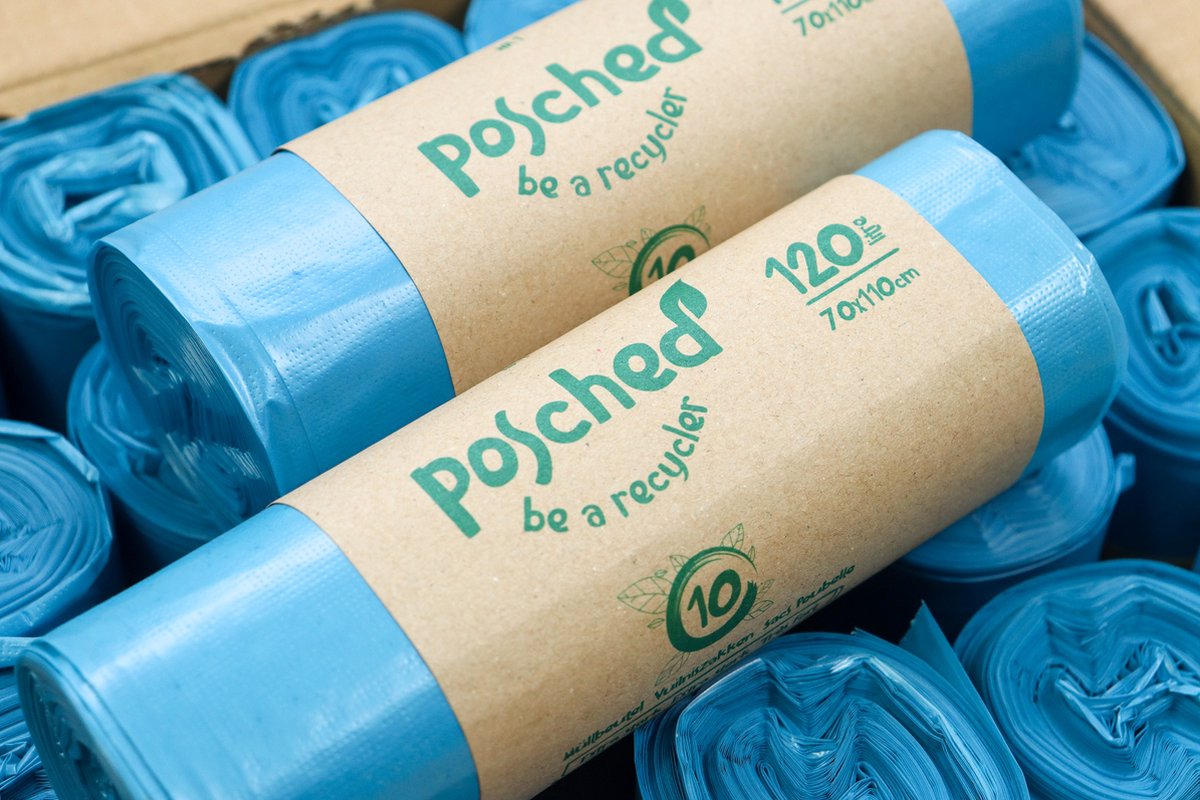 Goedkoopste POSCHED- Afvalzakken 120 Liter - Translucent blauw - Vuilniszakken 120 liter -20 Zakken - 2 rollen a 10 zakken - 70 cm x 110 cm - Vlarema 9 Wetgeving