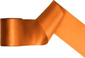 Satijn lint 100mm breed warm oranje, rol 25 meter - hobbylint - sierlint - cadeaulint - satin ribbon