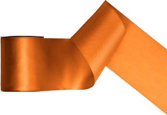 Satijn lint 100mm breed warm oranje, rol 25 meter - hobbylint - sierlint - cadeaulint - satin ribbon