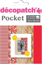Decopatch Pocket No27 pocket met 5 vellen bedrukt papier 30x40 cm, diverse patronen (ref. 738, 826, 795, 825, 724)