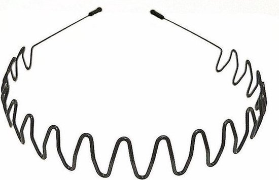 Wave Sport Diadem Hommes Dents - Bandeau Sport Adultes - Métal - Zwart - 41 cm - 1 Pièce